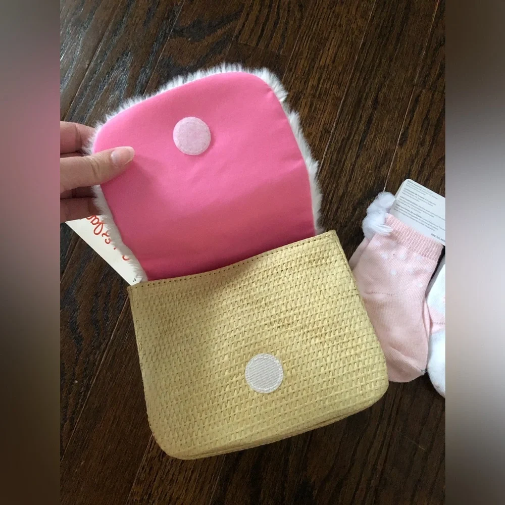 Easter Bundle x2: NEW W/TAGS! Cat & Jack Fuzzy Bunny Straw Purse & 6-12M Socks